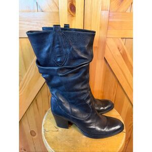 Soho Lab Black leather slouch Boots Size 9